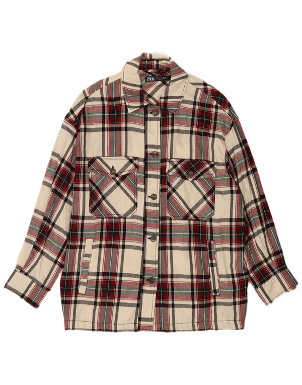 Zara Womens Oversized Utility Jacket UK 10 Small Multicolored Check