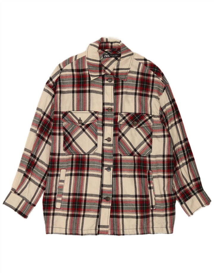 Zara Womens Oversized Utility Jacket UK 10 Small Multicolored Check