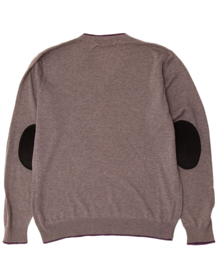 Gant Herre V-hals sweater Medium Grå Colourblock Bomuld