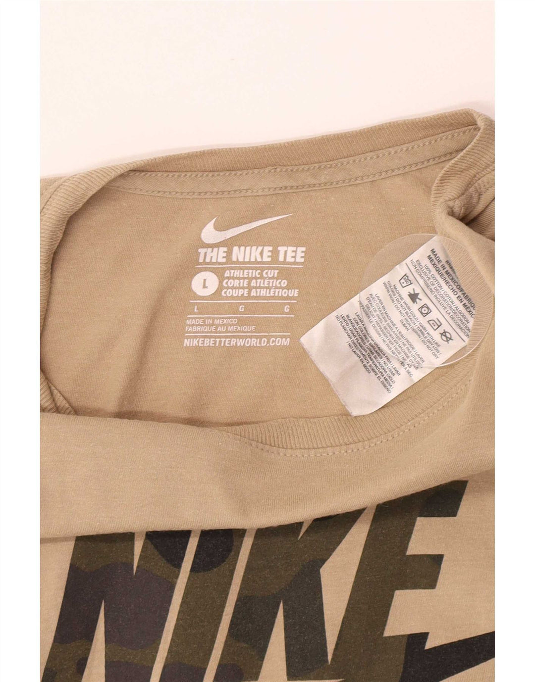Nike Herre Athletic Cut Grafisk T-Shirt Top Stor Beige Bomuld