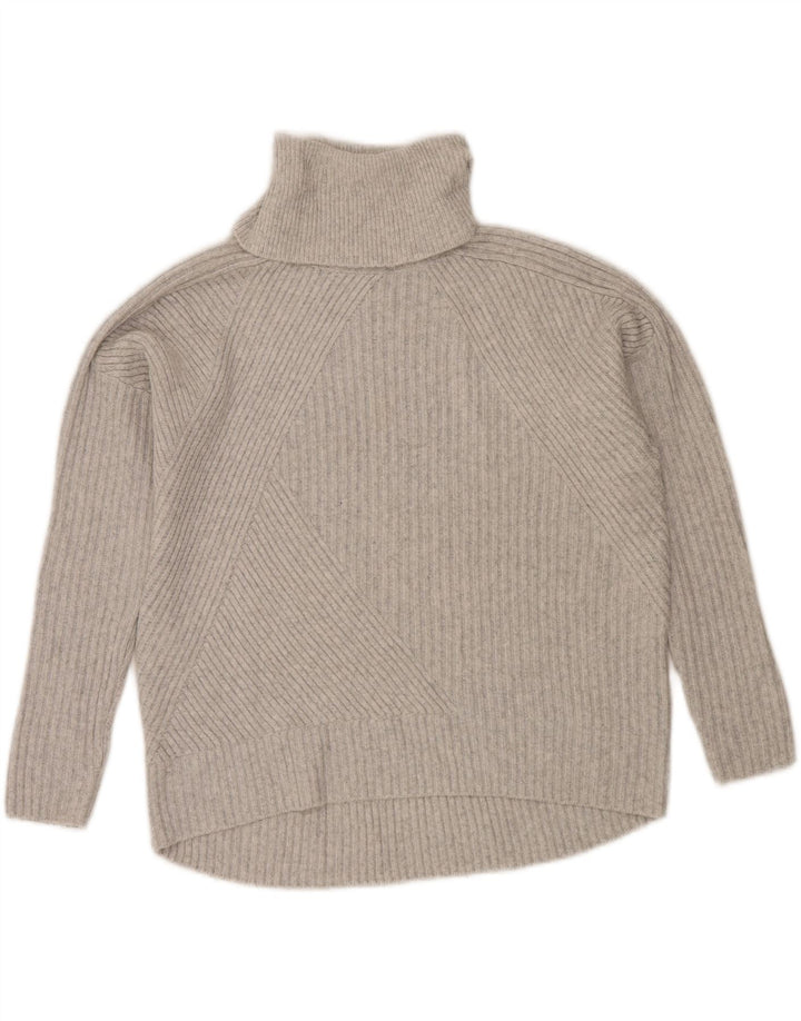 MINT FLØJEL Dame Rullehals sweater UK 10 Small Grey Flecked