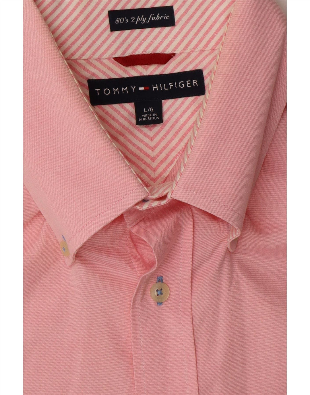 TOMMY HILFIGER Mens Short Sleeve Shirt Large Pink Cotton Vintage Tommy Hilfiger and Second-Hand Tommy Hilfiger from Messina Hembry 
