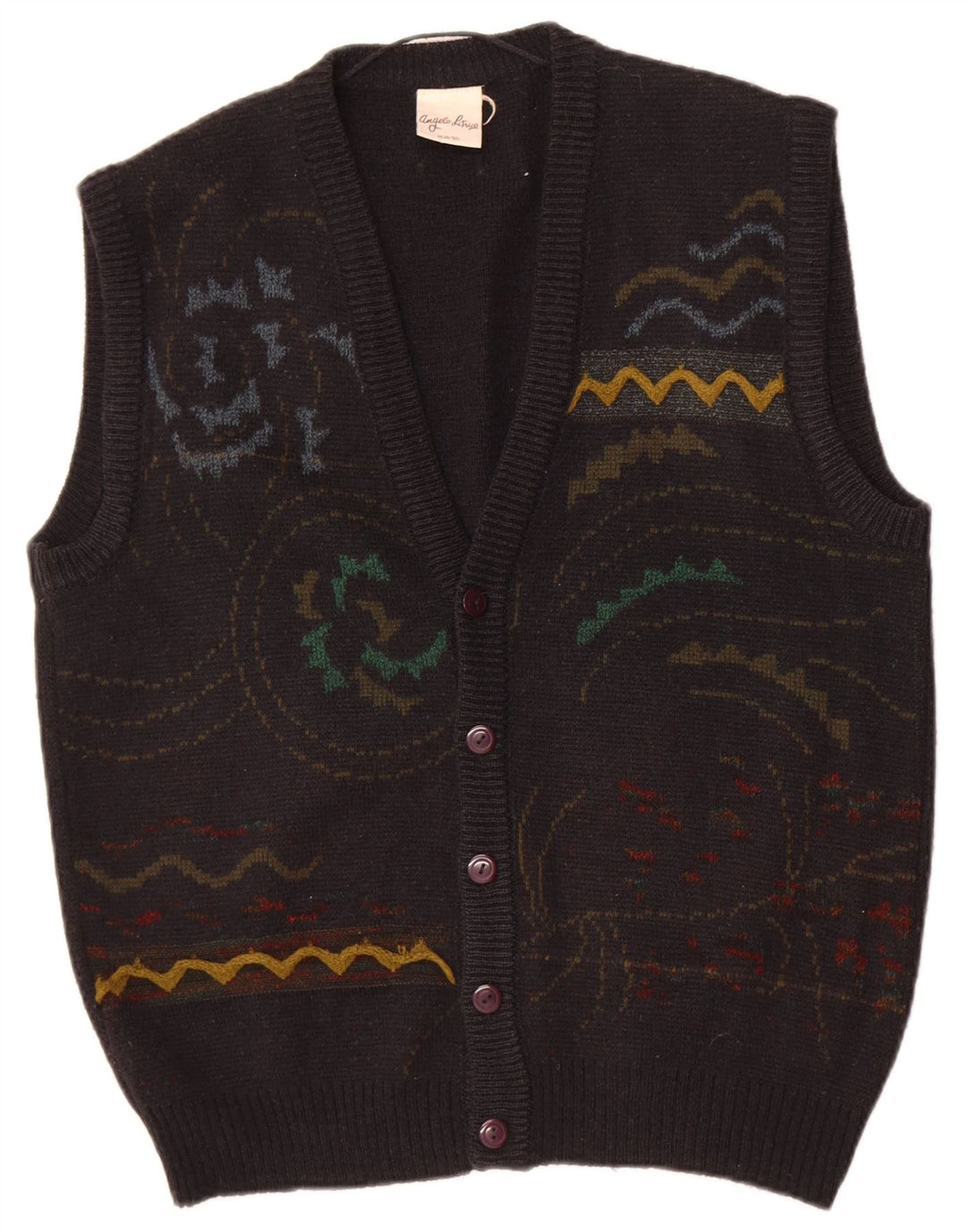 Angelo Litrico Herre Cardigan Sweater IT 48/50 Medium Sort Geometrisk