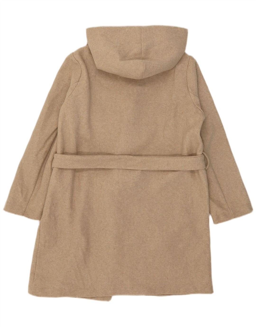 Zara Overfrakke med hætte til kvinder UK 14 Medium Beige Polyester