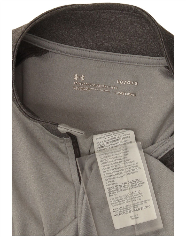 Under Armour Herre Heat Gear Zip Neck Pullover Træningsdragt Top Stor Grå