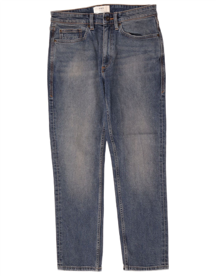 Marks & Spencer Herre Slim Fit Slim Jeans W30 L29 Blå Bomuld