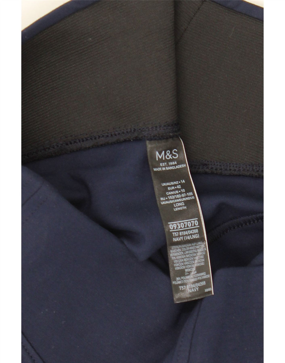 Marks & Spencer Womens Leggings UK 14 Large Navy Blue Viscose