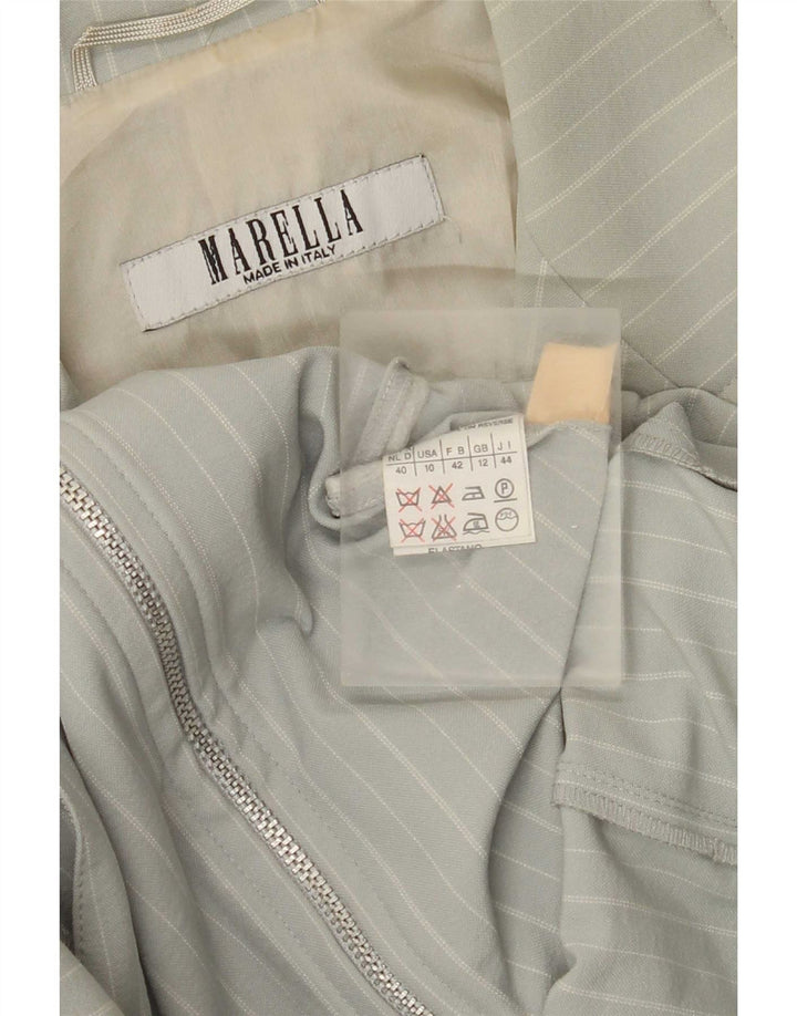Marella Dame Blazer Jacket UK 12 Medium Grøn Stribet Polyamid