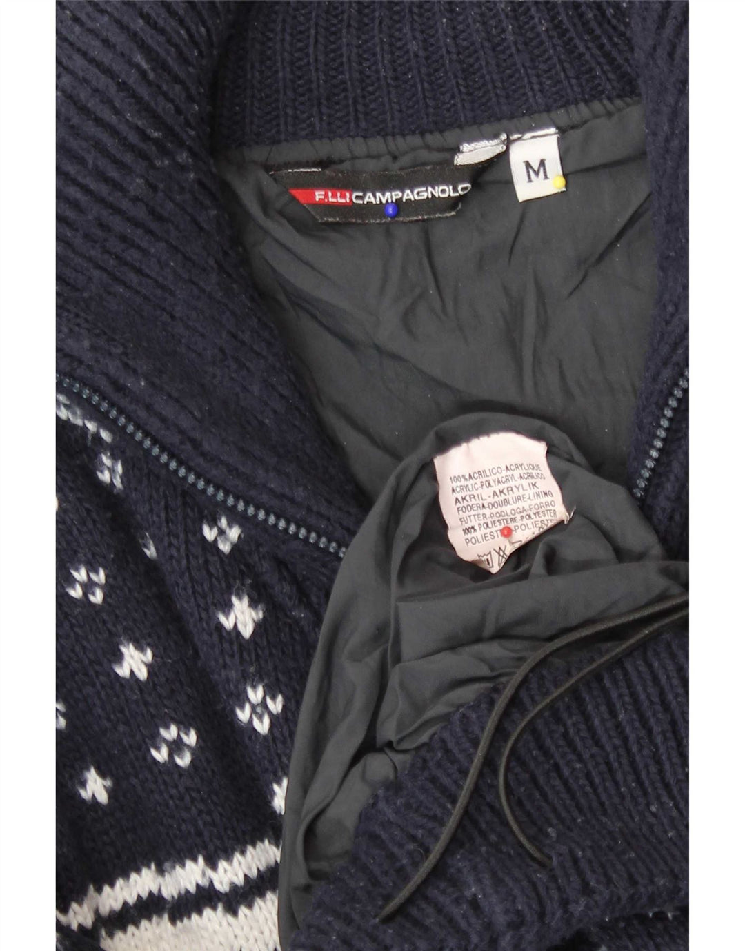 F.LLI Campagnolo Herre Zip Neck Jumper Sweater Medium Navy Blue Christmas