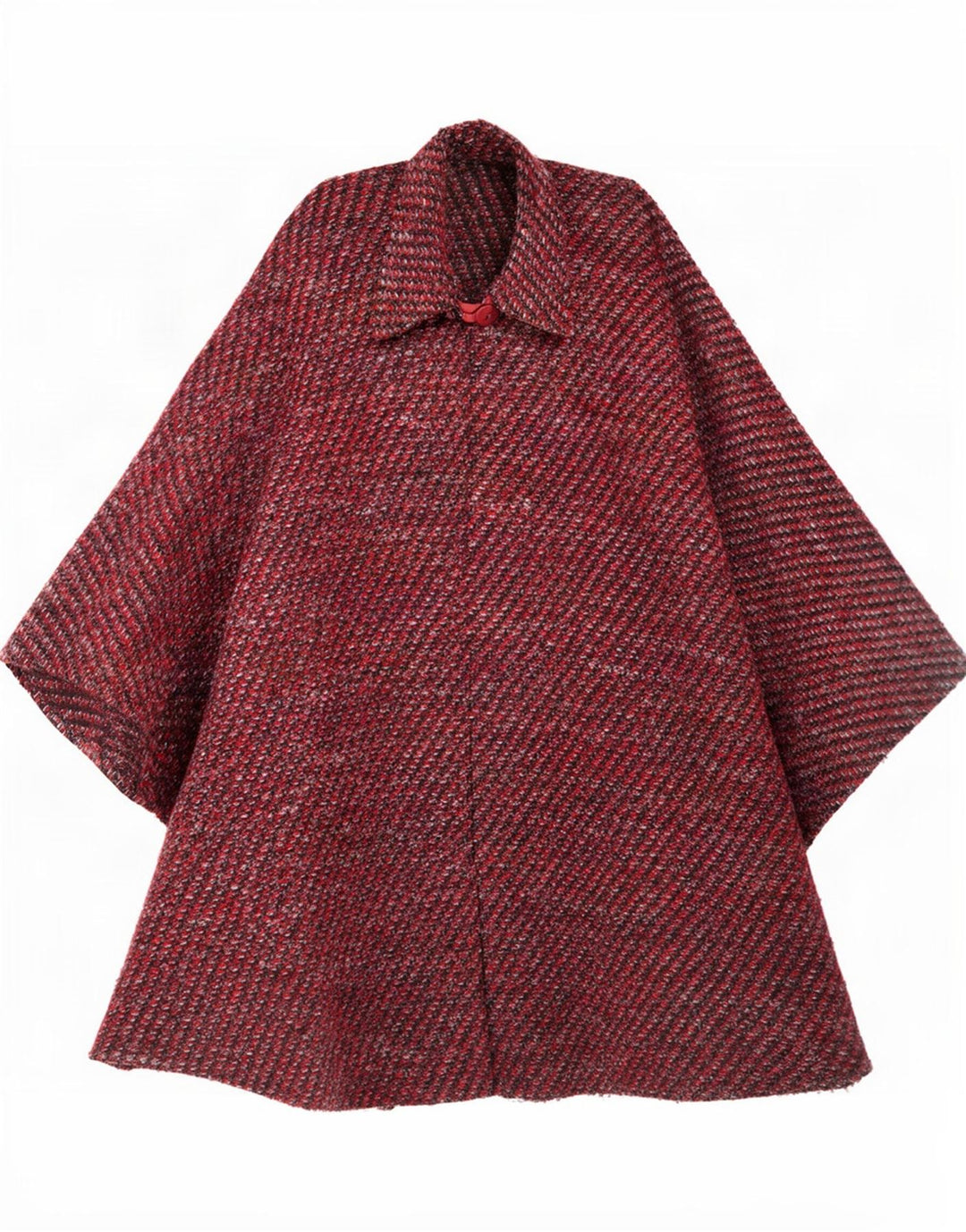 Vintage Dame Cape Coat One Size Rød Flecked