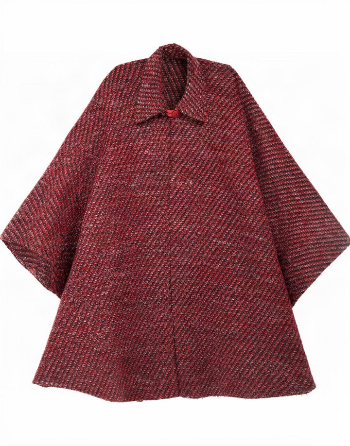 Vintage Dame Cape Coat One Size Rød Flecked