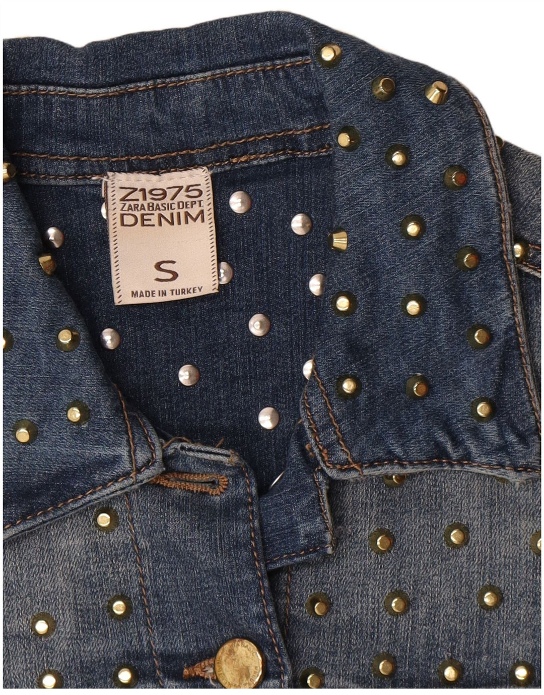 Zara Dame Crop Denim Jacket UK 10 Small Blue Cotton