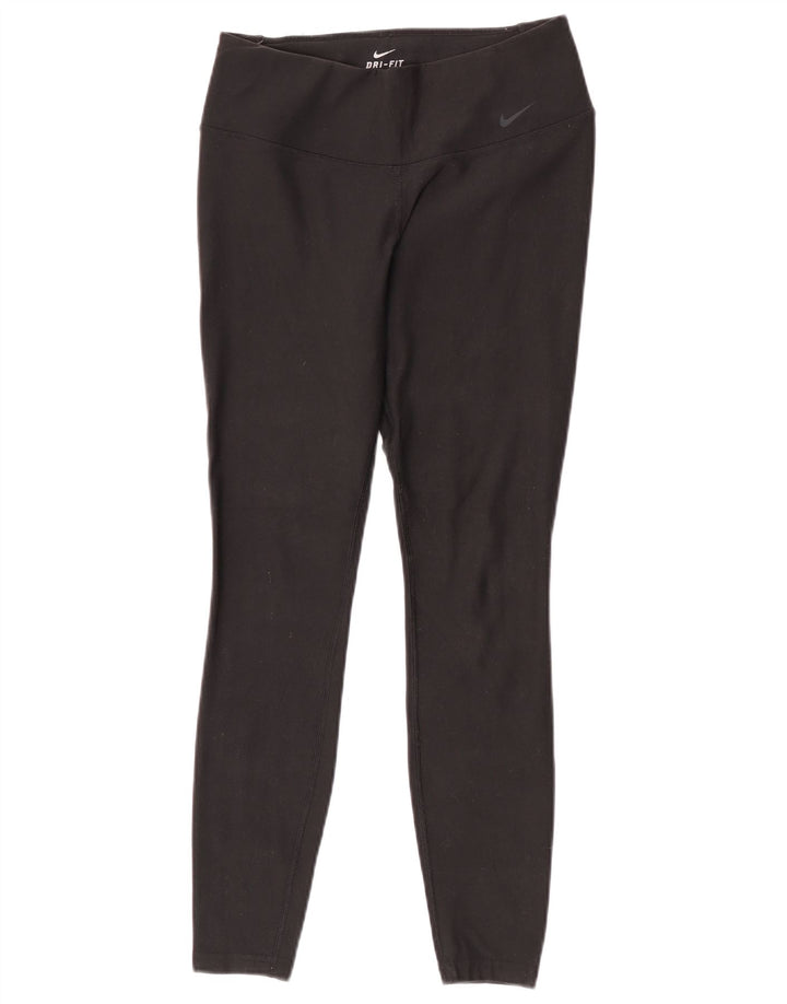 Nike Dame Dri Fit Leggings UK 10 Small Black Polyester
