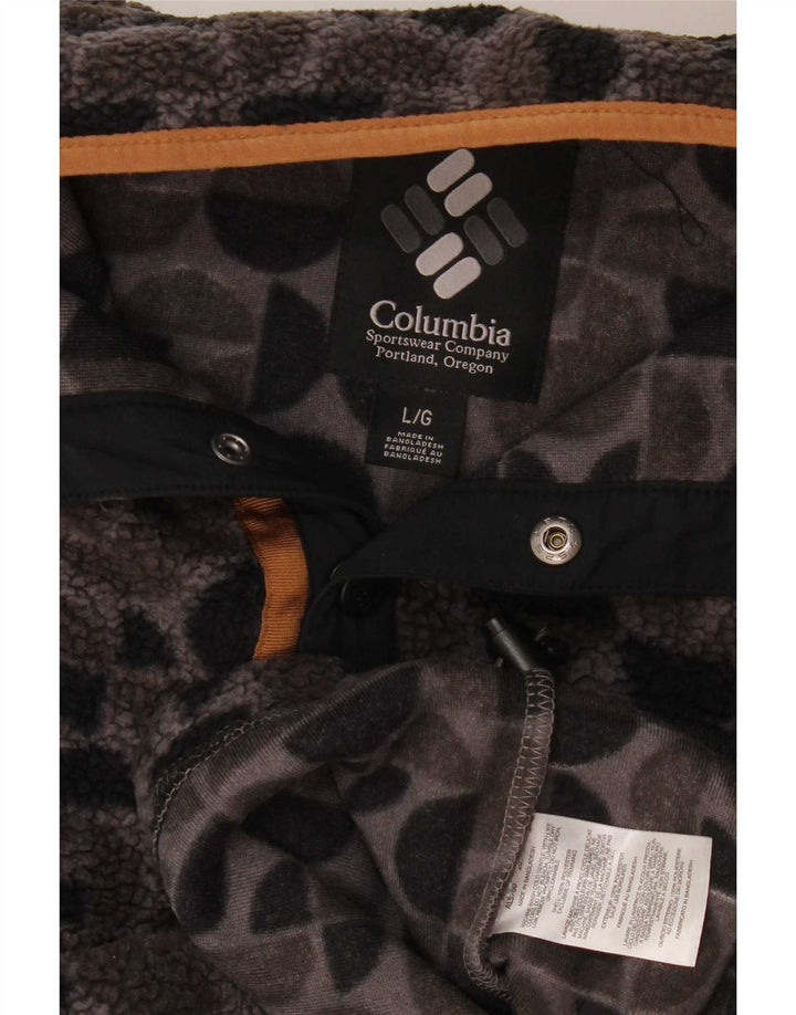 Columbia Dame Oversized Fleece Jumper UK 16 Stor Grå Geometrisk