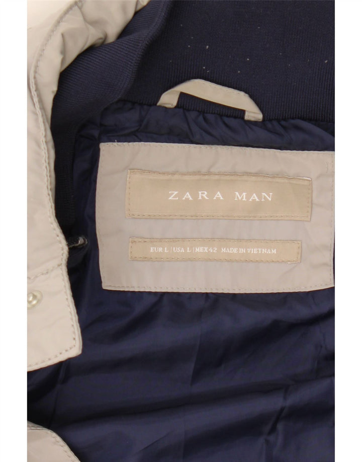 Zara Herre Hooded Bomber Jacket UK 40 Large Grey