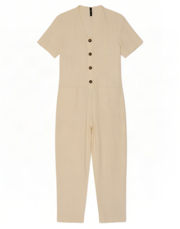 Zara Womens Trafaluc Jumpsuit UK 10 Small Off White