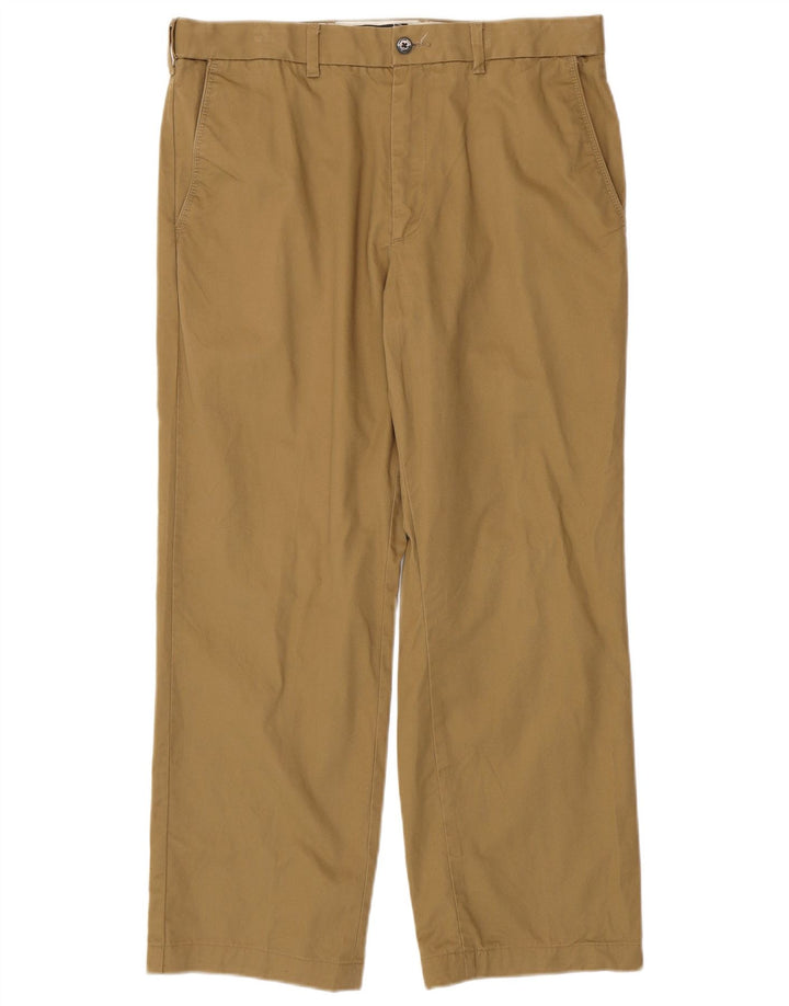 MARKS & SPENCER Straight Chino-bukser til mænd W34 L28 Beige Bomuld