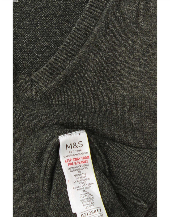 Marks & Spencer Herre V-hals sweater XL Grøn Bomuld