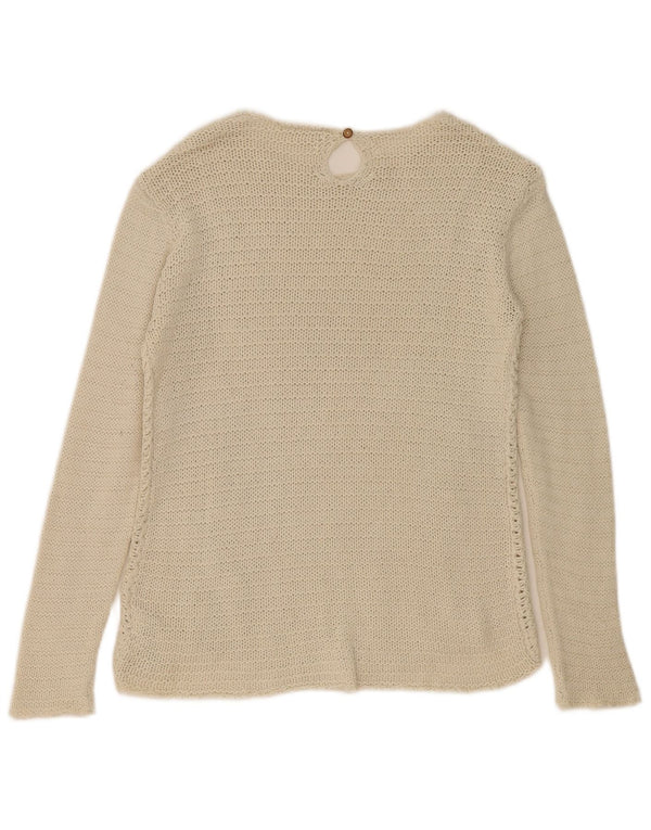 Zara piger hæklet bådhals sweater 13-14 år beige bomuld