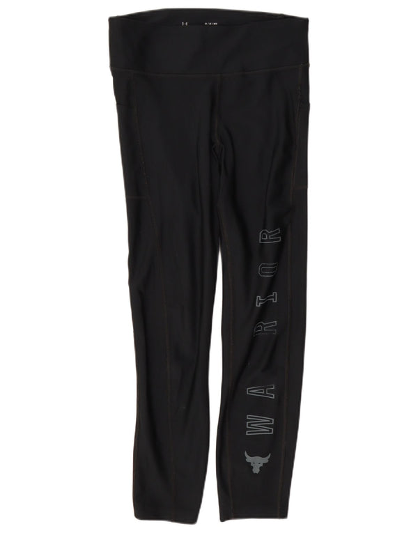 Under Armour Dame Heat Gear Grafisk Crop Leggings UK 12 Medium Sort