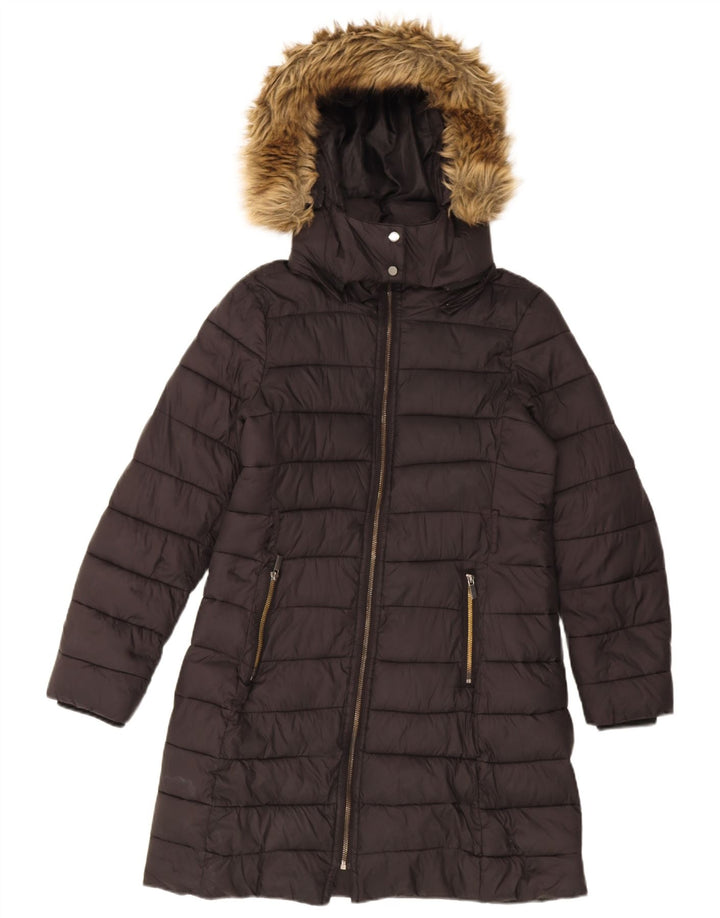 Hobbs Dame Hætte Oversized Polstret Frakke UK 10 Small Black Nylon
