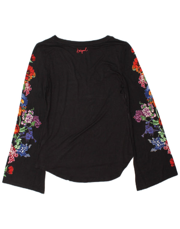 Desigual Dame Top Langærmet UK 10 Small Black Floral
