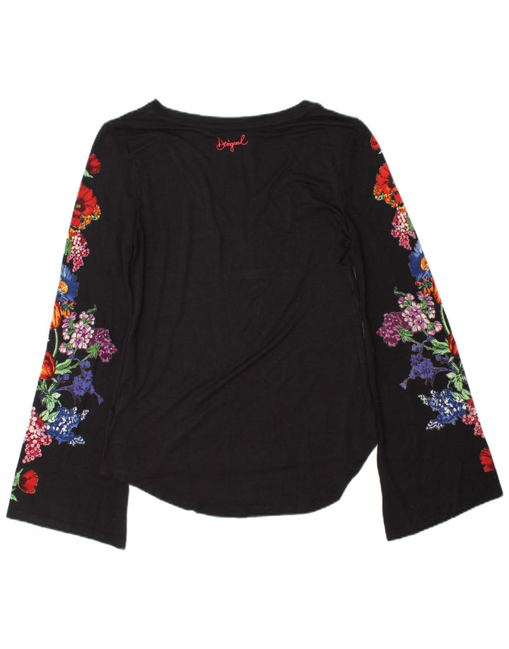 Desigual Dame Top Langærmet UK 10 Small Black Floral