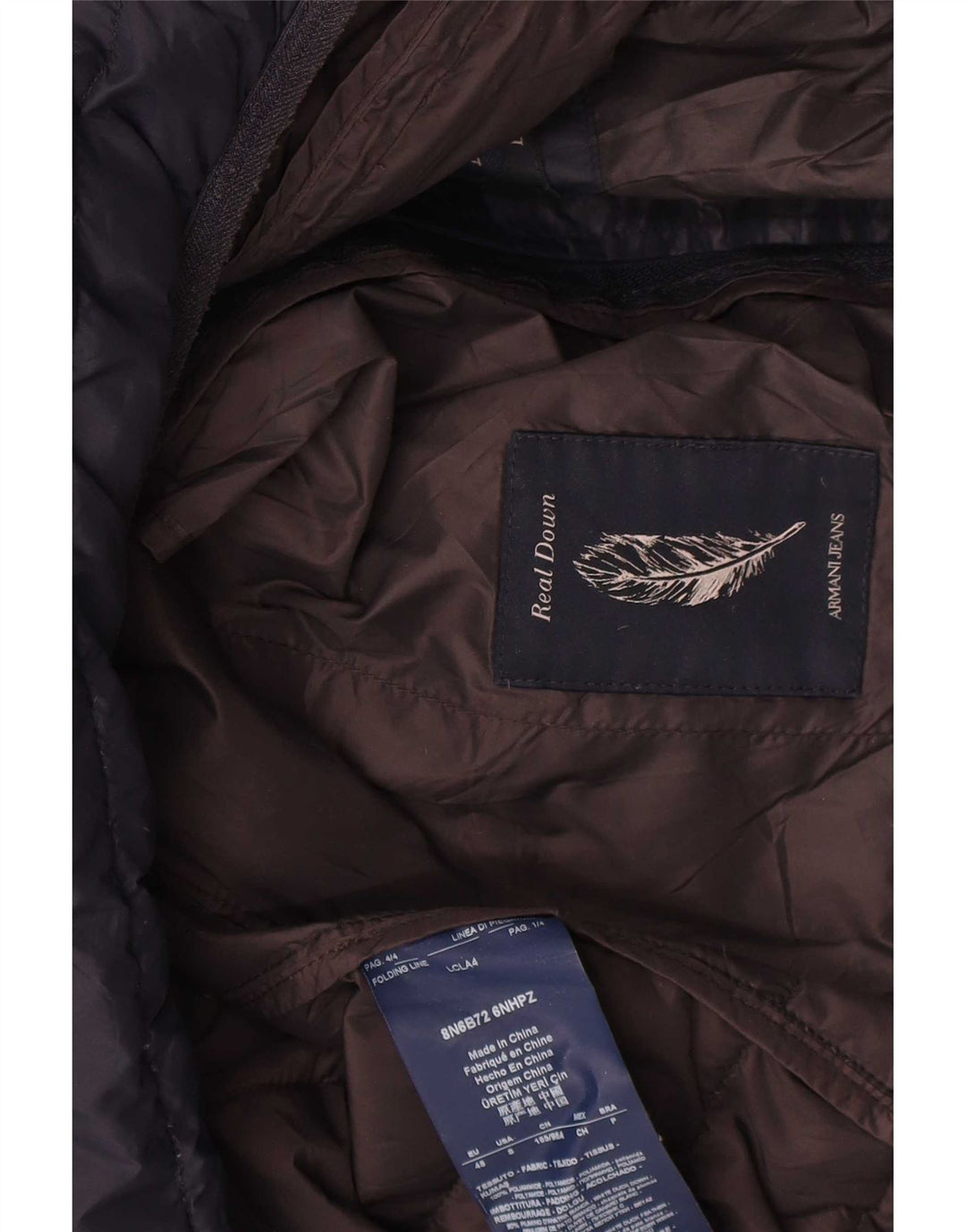 Armani Jeans Polstret jakke til mænd IT 48 Mellem marineblå polyamid