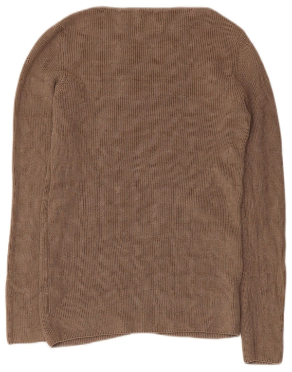Massimo Dutti Dame Boat Neck Jumper Sweater UK 8 Small Beige Bomuld