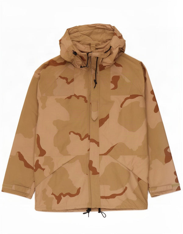 Raven Herre Regnjakke med hætte UK 40 Stor Beige Camouflage Nylon