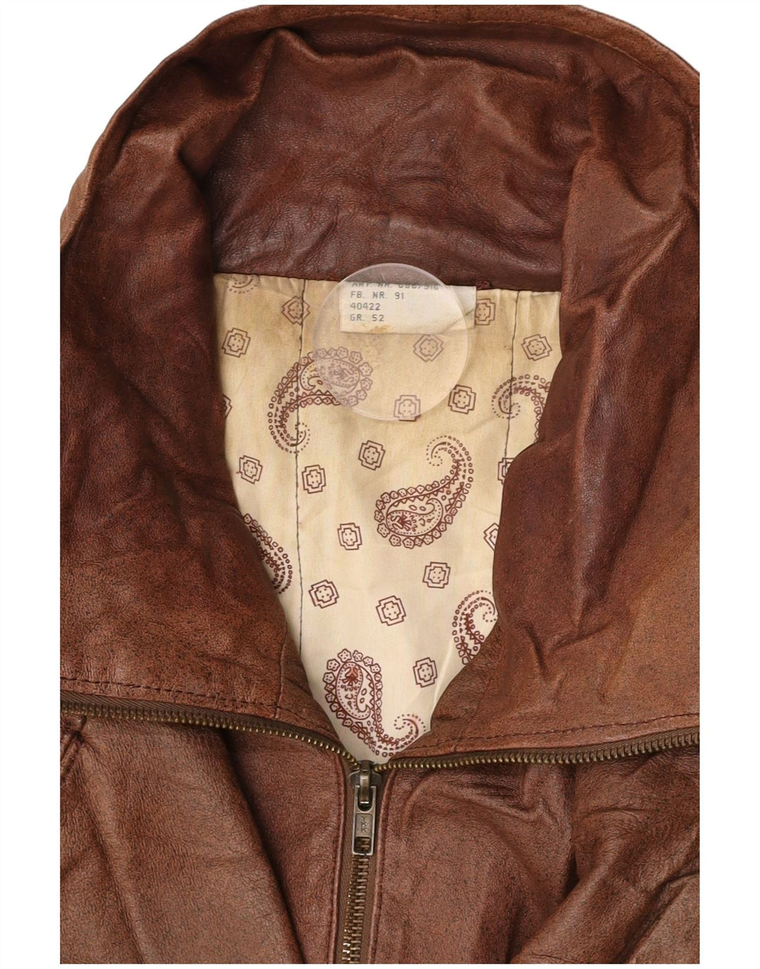 VINTAGE Herre Læderjakke IT 52 XL Brun