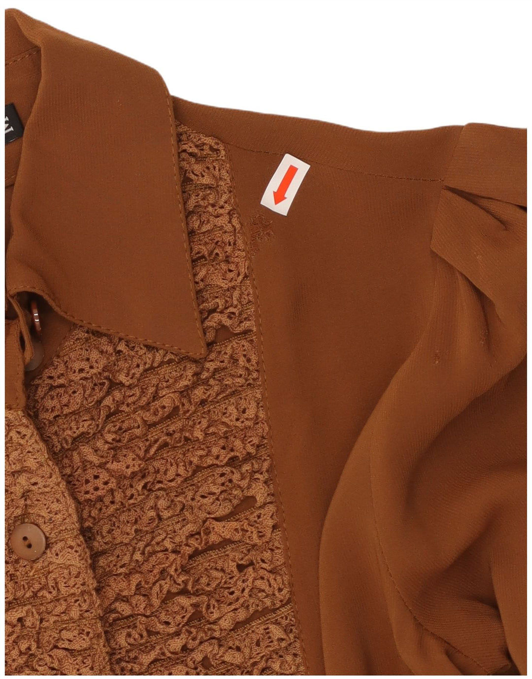 LE COMPLICI Womens Crop Shirt Blouse UK 12 Medium Brown Viscose