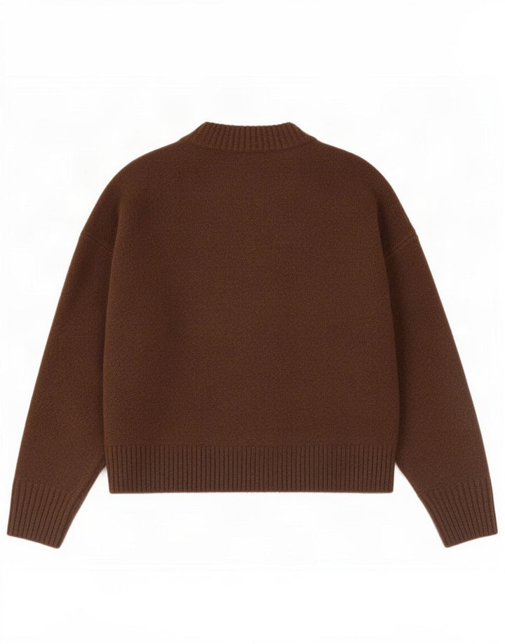 Zara Dame Oversized Boat Neck Jumper Sweater UK 10 Small Brown