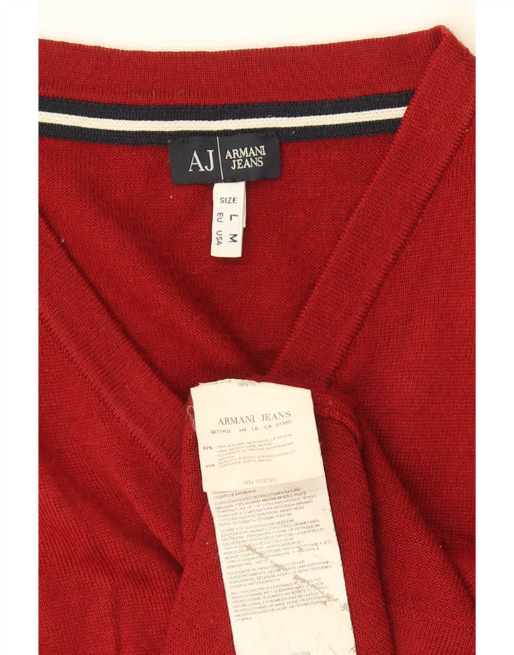 Armani Jeans Herrevest Tank Top Medium Maroon Virgin Wool