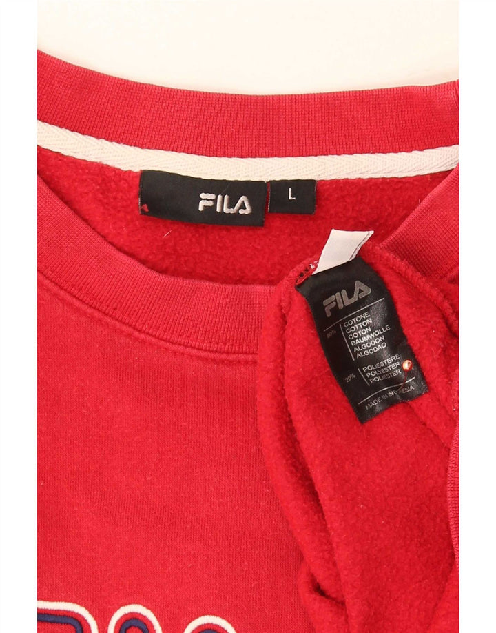 Fila Herre Grafisk Sweatshirt Jumper Stor Rød Bomuld