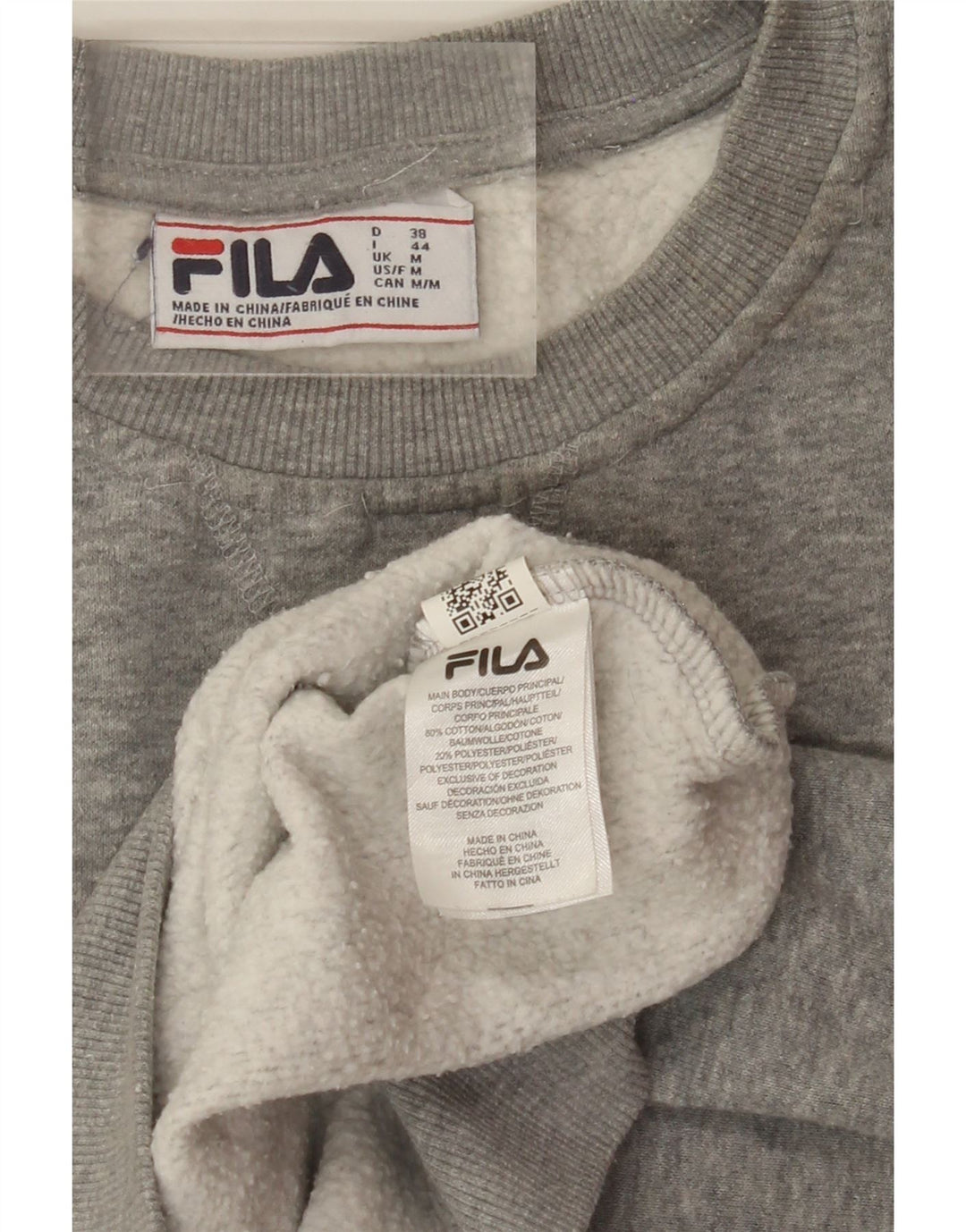FILA Graphic Sweatshirt Jumper UK 14 Medium Grey Colourblock