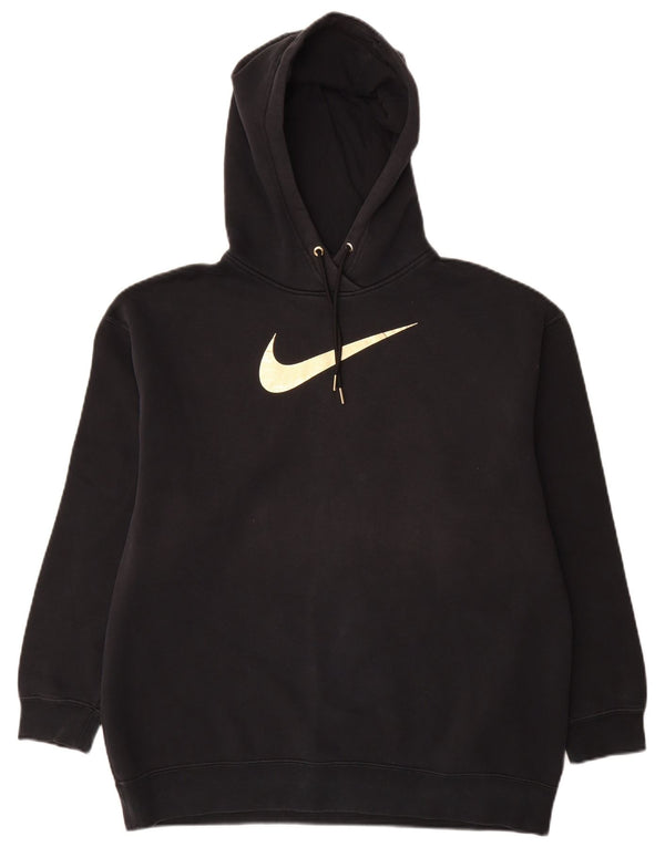 Nike Dame Grafisk Oversized Hoodie Jumper UK 10 Small Black Bomuld