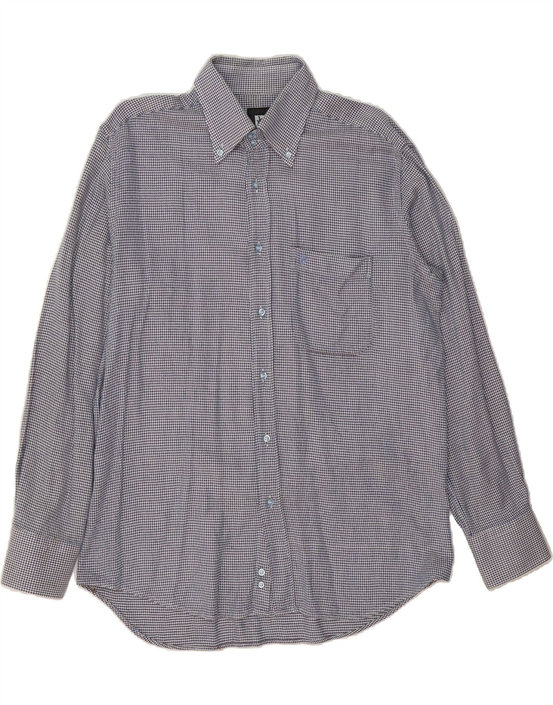 ROCCOBAROCCO Mens Shirt Size 16 1/2 42 Large Blue Houndstooth Cotton Vintage Roccobarocco and Second-Hand Roccobarocco from Messina Hembry 