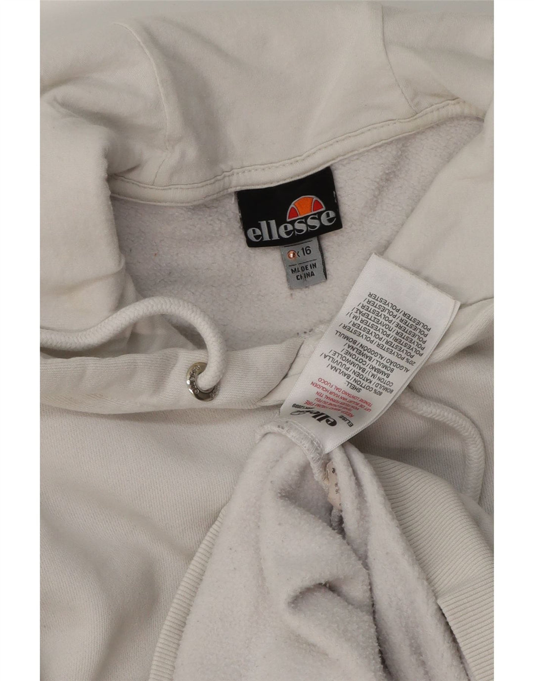 ELLESSE Oversized hættetrøje til kvinder DK 16 Stor hvid bomuld