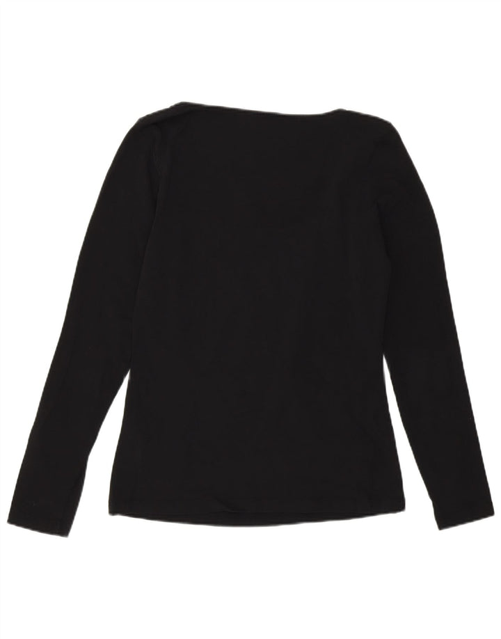 Calvin Klein Dame Grafisk Top Langærmet UK 14 Medium Sort Bomuld