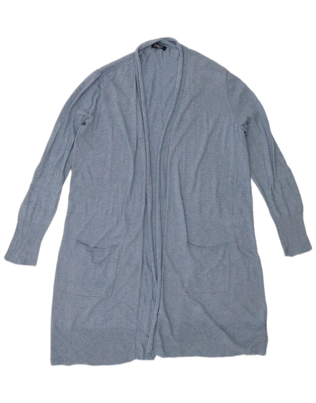 CHAPS Dame Longline Open Cardigan Sweater UK 16 Large Blue Cotton
