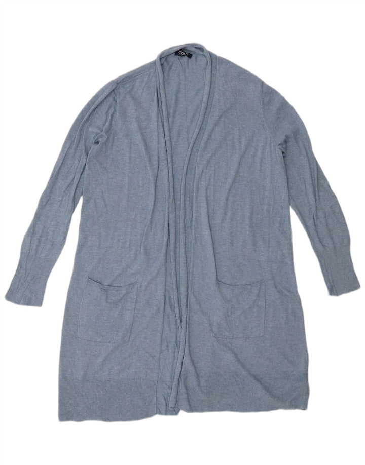 CHAPS Dame Longline Open Cardigan Sweater UK 16 Large Blue Cotton
