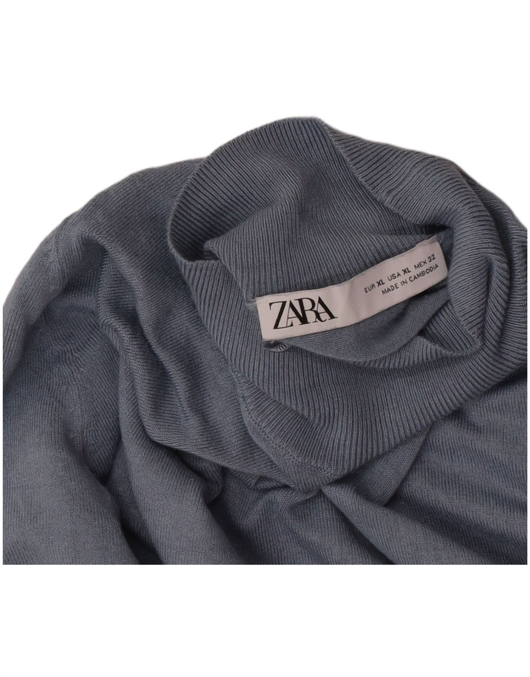 Zara Dame Turtle Neck Jumper Sweater UK 18 XL Blå