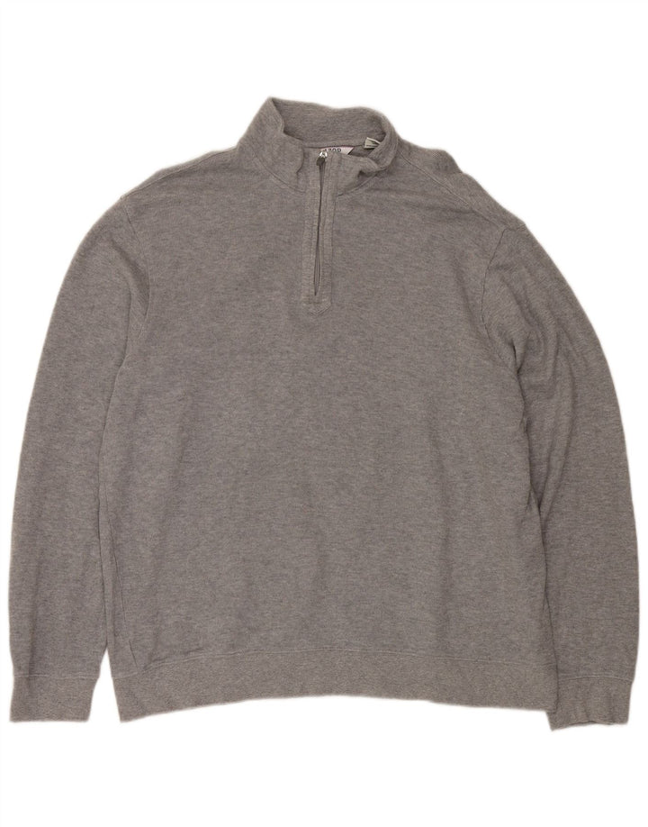 IZOD Herre Zip Neck Jumper Sweater Stor Grå Bomuld