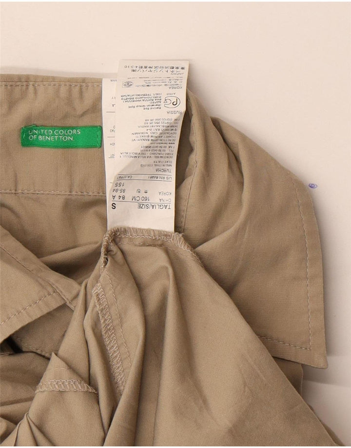 Benetton skjortekjole til kvinder UK 10 Lille beige bomuld