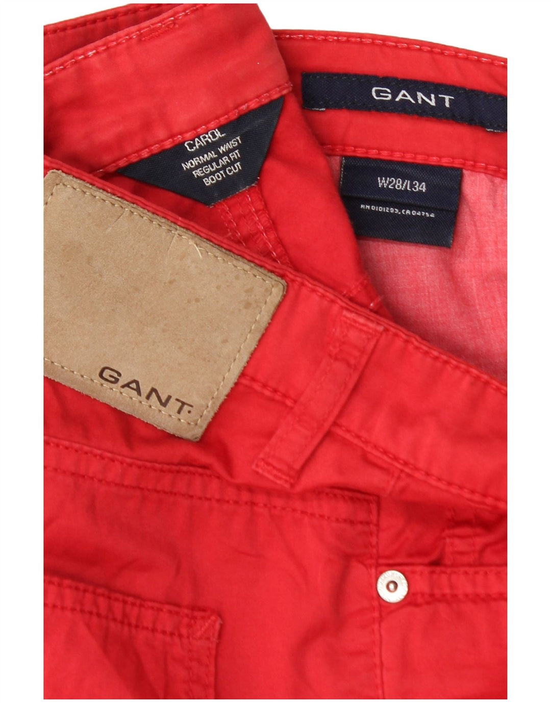 GANT Dame Carol Regular Fit Lige Casual Bukser W28 L29 Rød Bomuld
