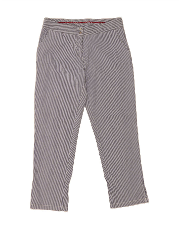 ELLESSE Womens Slim Cropped Trousers IT 44 Medium W30 L26 Blue Pinstripe Vintage Ellesse and Second-Hand Ellesse from Messina Hembry 