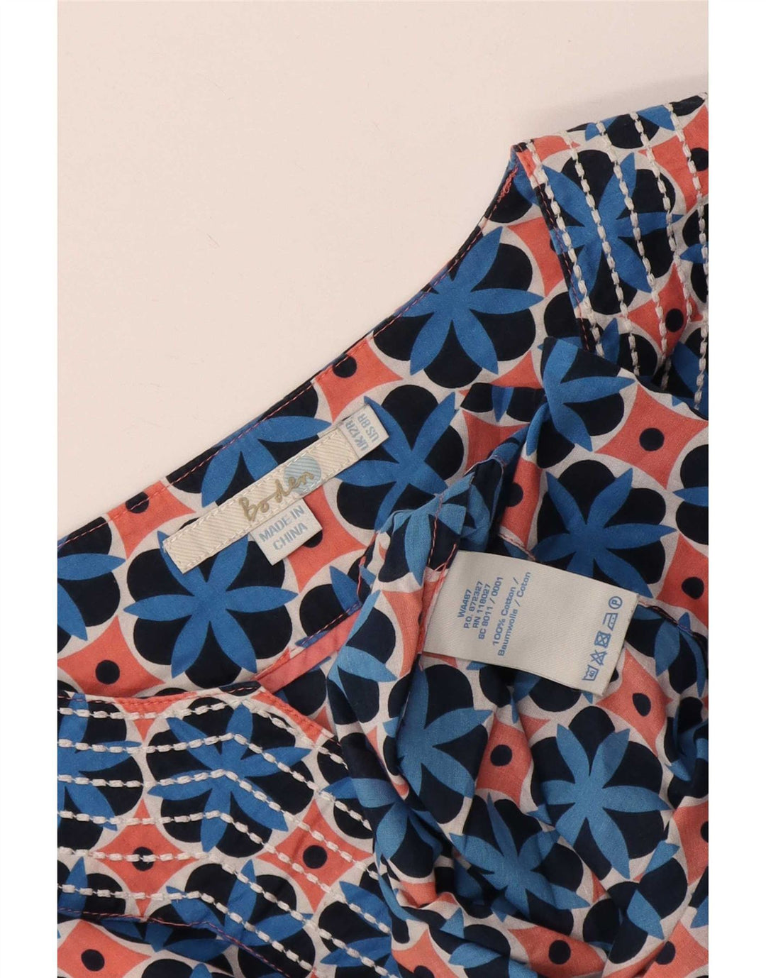 Boden Dame 3/4 ærmet Tunika Top UK 12 Medium Flerfarvet Geometrisk