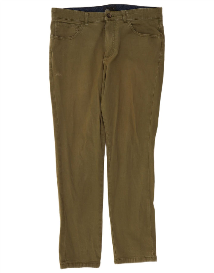 Ted Baker Herre Slim Casual Bukser W32 L29 Khaki Bomuld