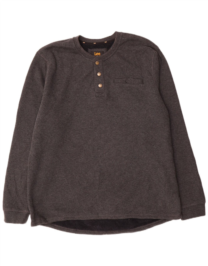 Lee Herre Regular Fit Sweatshirt Jumper XL Grå Flecked Bomuld